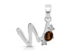 Smoky & White Topaz Alphabet W Pendant SMY-RDA-75.
