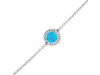 Turquoise & White Topaz Bracelet With Adjustable Camera Lock TRQ-RDB-65.