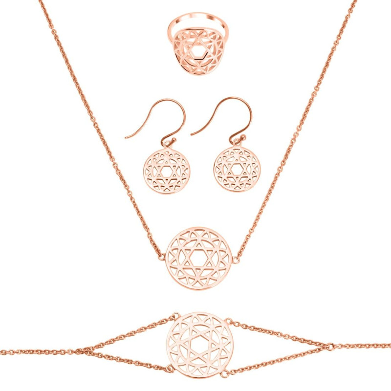 Heart Chakra Plain Silver Jewelry Set
