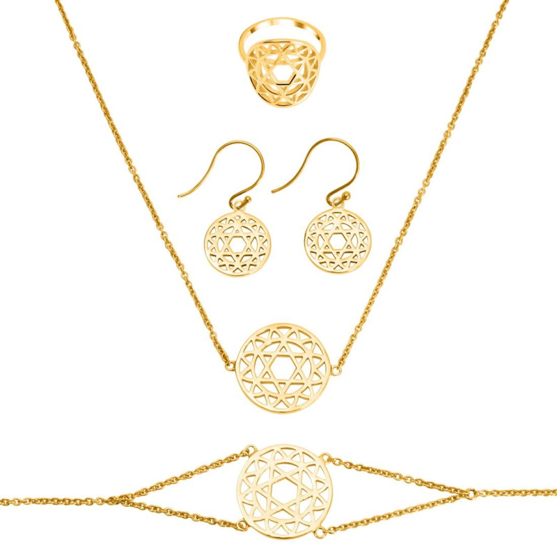 Heart Chakra Plain Silver Jewelry Set PS-RDR-322 / RDE-543 / RDN-11 / RDB-11.