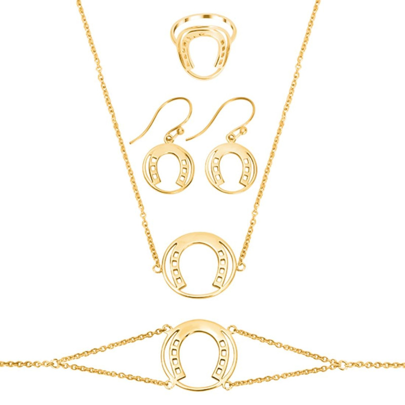 Horse Shoe Plain Silver Jewelry Set PS-RDR-312 / RDE-533 / RDN-1 / RDB-1.