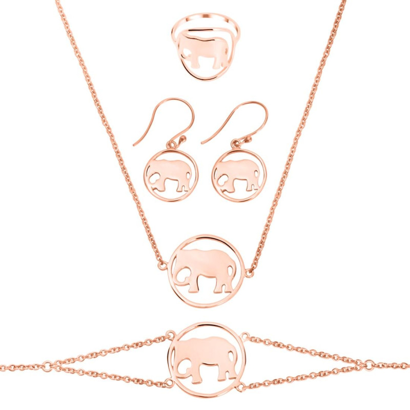 Elephant Plain Silver Jewelry Set