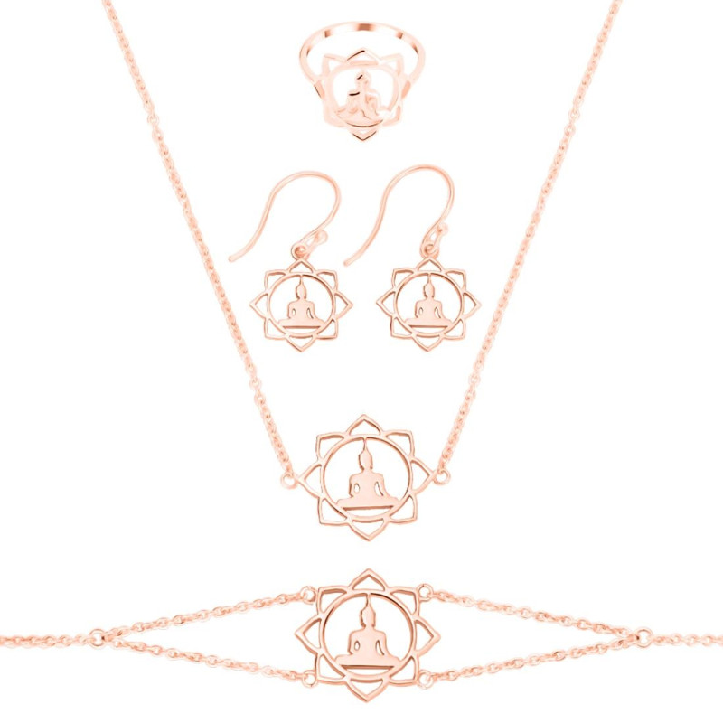 Human Body Chakra Plain Silver Jewelry Set