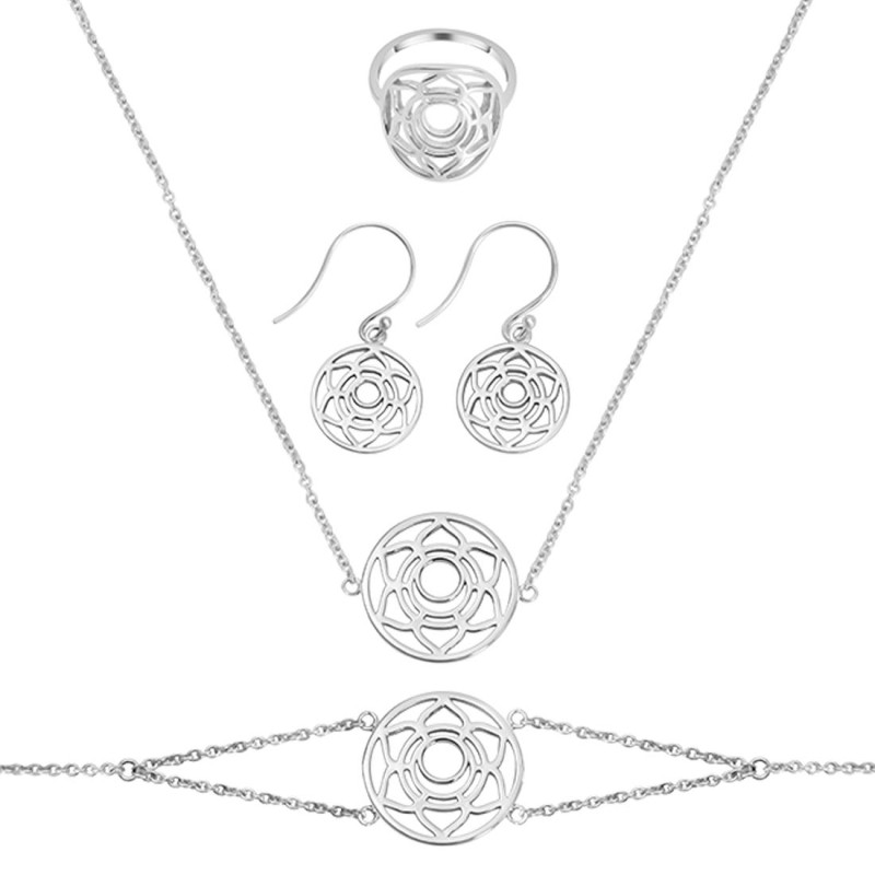 Sacral Chakra Plain Silver Jewelry Set PS-RDR-318 / RDE-539 / RDN-7 / RDB-7.