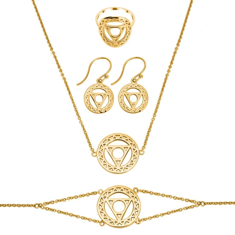 Throat Chakra Plain Silver Jewelry Set PS-RDR-319 / RDE-540 / RDN-8 / RDB-8.