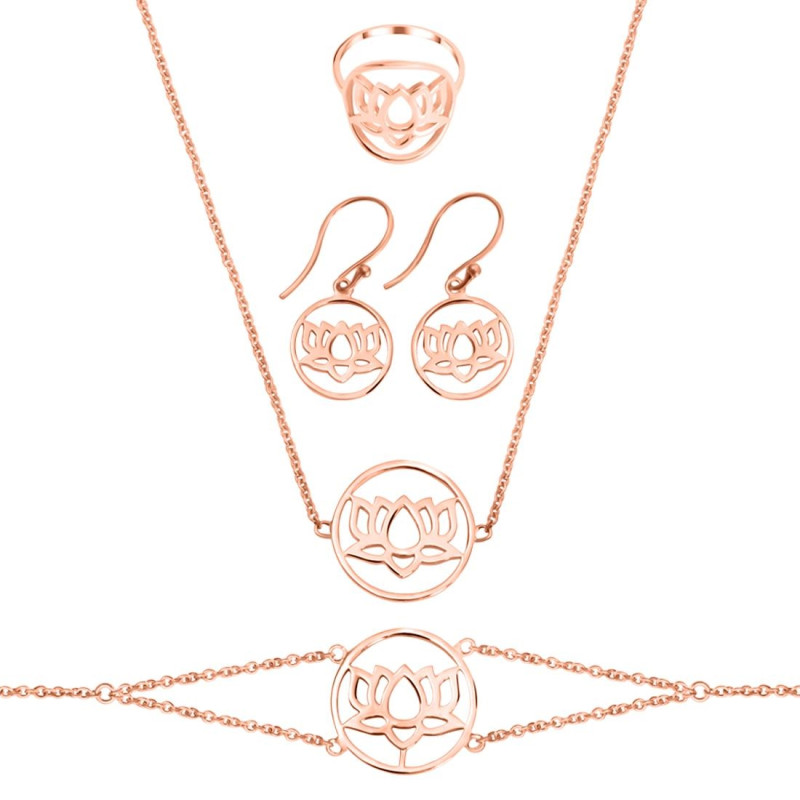 Lotus Plain Silver Jewelry Set