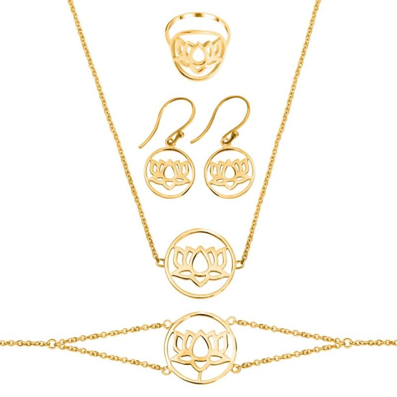 Lotus Plain Silver Jewelry Set PS-RDR-315 / RDE-536 / RDN-4 / RDB-4.