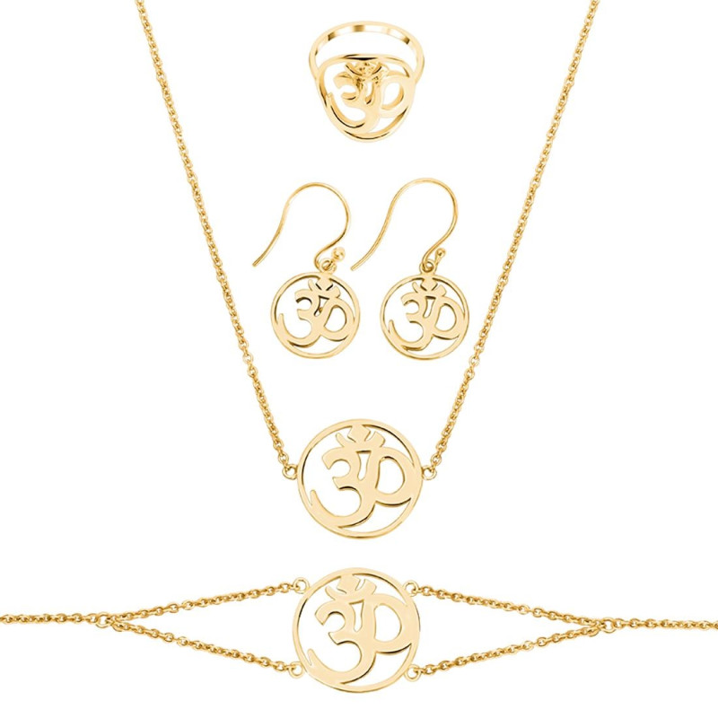 Om Plain Silver Jewelry Set PS-RDR-323 / RDE-544 / RDN-12 / RDB-12.