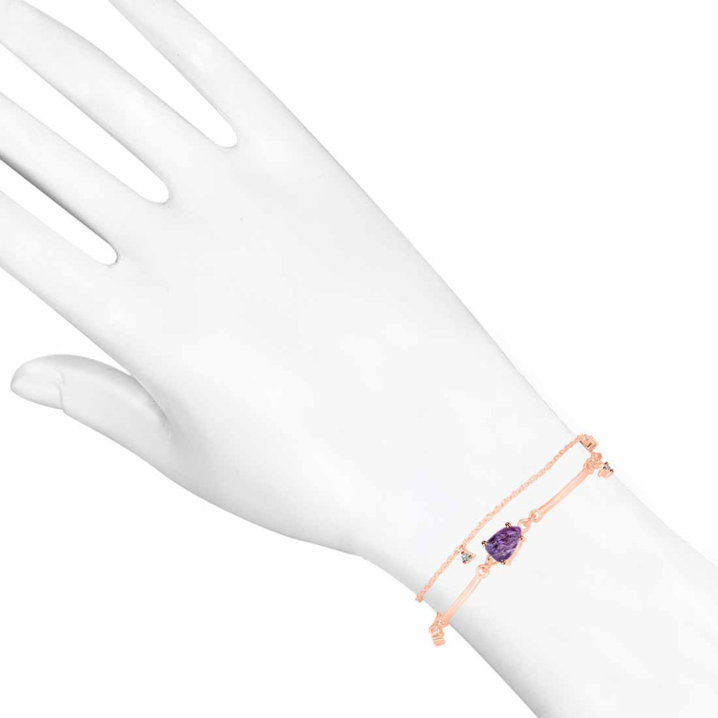 Amethyst  Raw Crystal & White Topaz Bracelet AMT-RDB-168.
