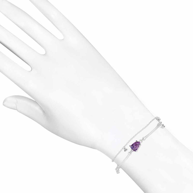 Amethyst  Raw Crystal & White Topaz Bracelet AMT-RDB-168.
