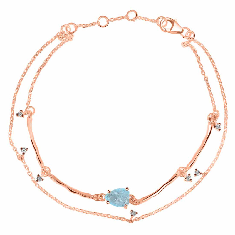 Aquamarine  Raw Crystal & White Topaz Bracelet AQM-RDB-168.
