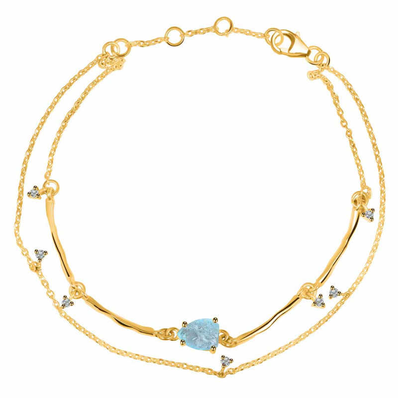 Aquamarine  Raw Crystal & White Topaz Bracelet AQM-RDB-168.