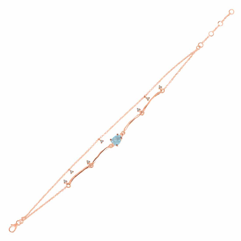 Aquamarine  Raw Crystal & White Topaz Bracelet AQM-RDB-168.