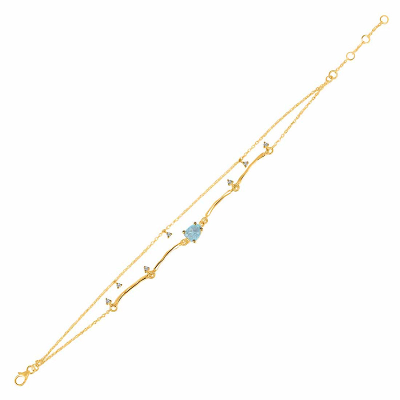 Aquamarine  Raw Crystal & White Topaz Bracelet AQM-RDB-168.