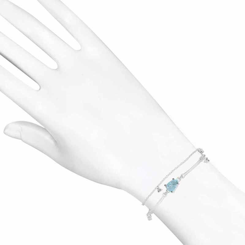 Aquamarine  Raw Crystal & White Topaz Bracelet AQM-RDB-168.