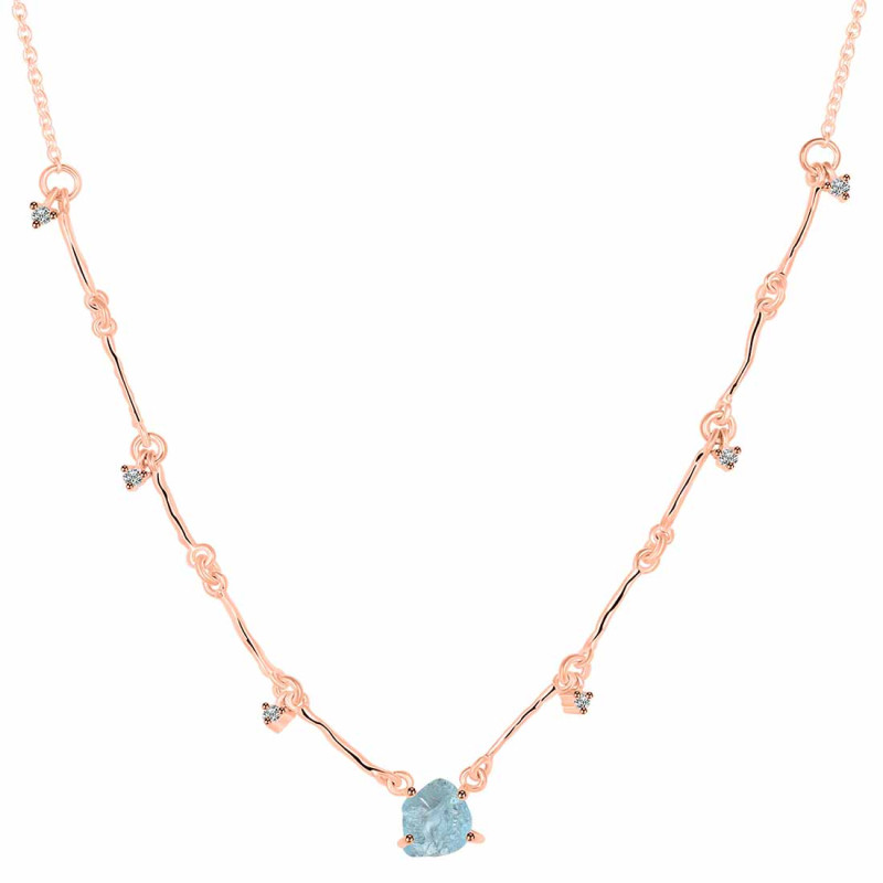 Aquamarine  Raw Crystal & White Topaz Necklace AQM-RDN-385.