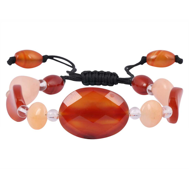 Peach / Moonstone / Crystal / Carnelian Beaded Bracelet BDD-11-131