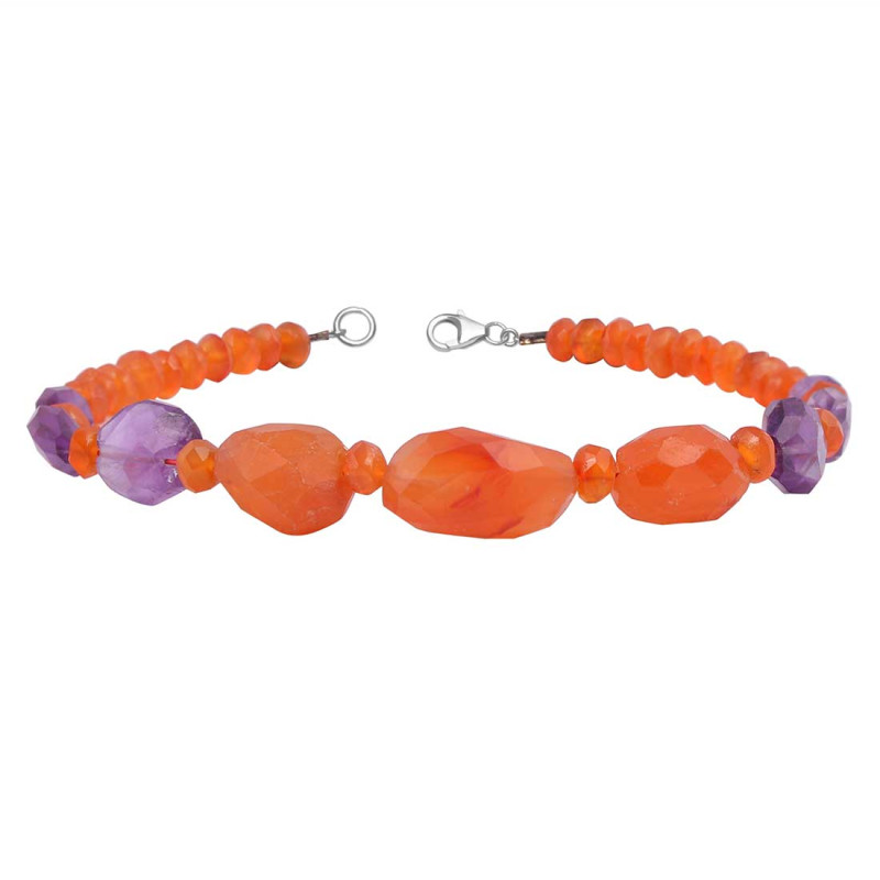 Carnelian / Amethyst Beaded Bracelet BDD-11-151
