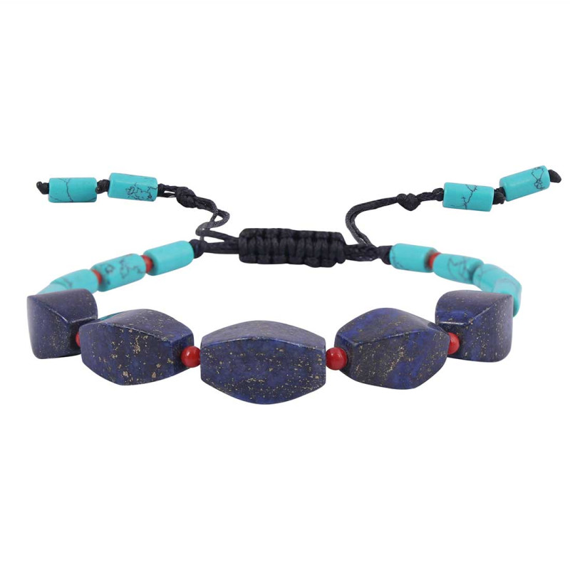 Lapis / Turquoise / Red Coral Beaded Bracelet BDD-11-184