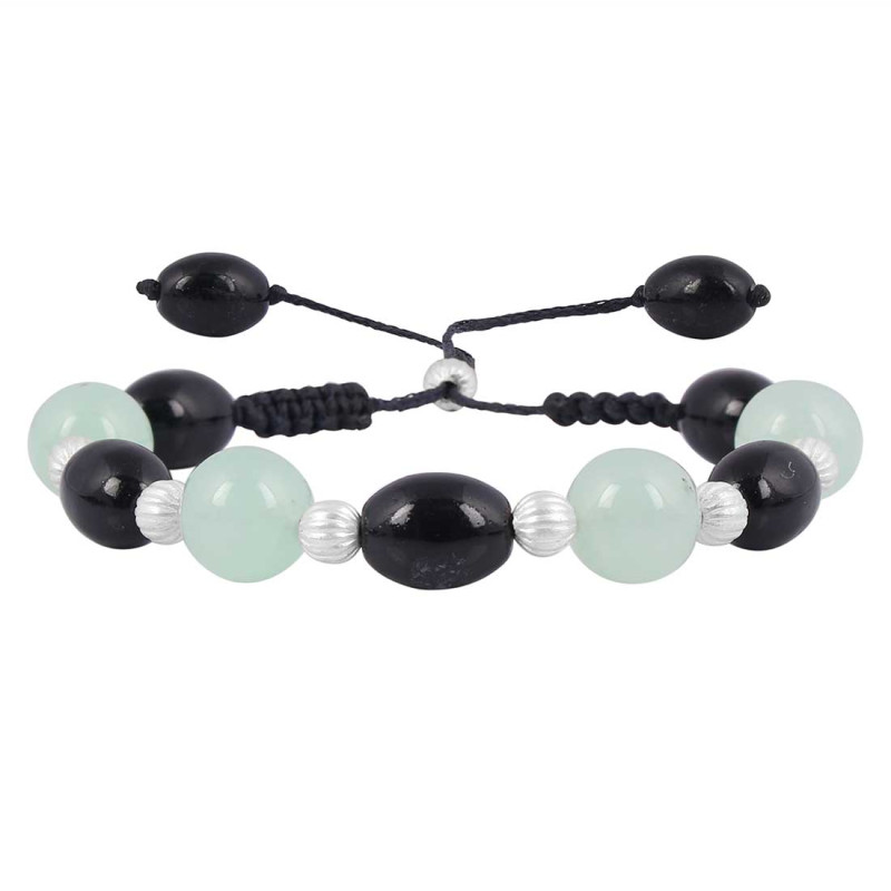 Aquamarine / Black Spinel Beaded Bracelet BDD-11-196