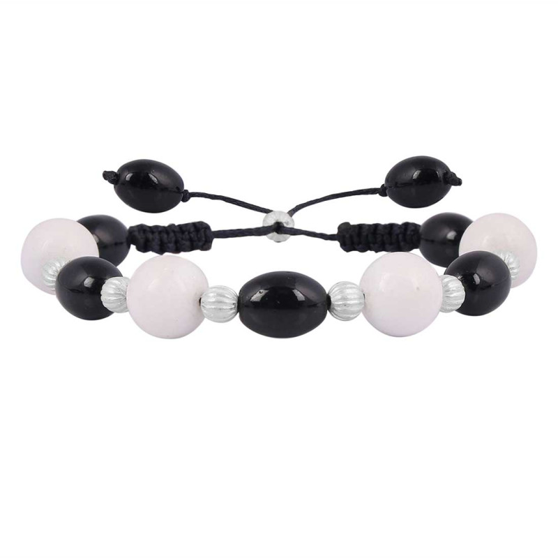 Howlite / Black Spinel Beaded Bracelet BDD-11-200