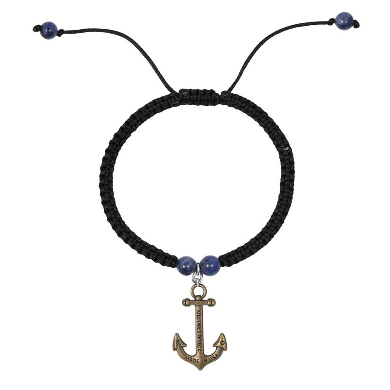 Anchor Charm / Sodalite Beaded Bracelet BDD-11-204