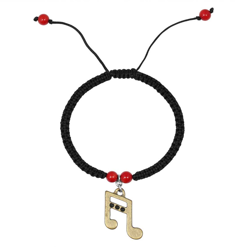 Red Coral / Music Note Charm Beaded Bracelet BDD-11-227