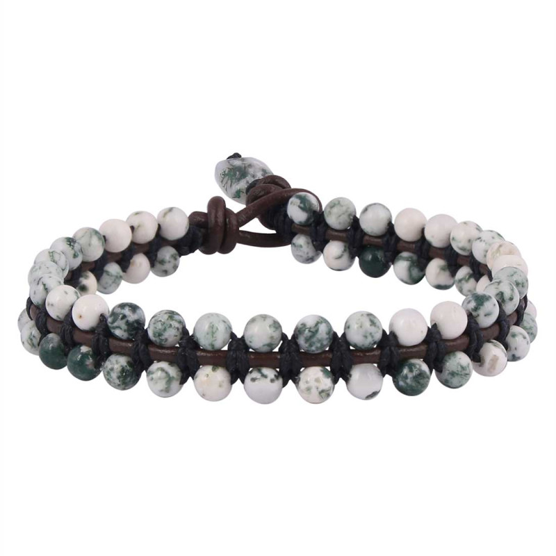 Moss Agate Beaded Bracelet BDD-11-263