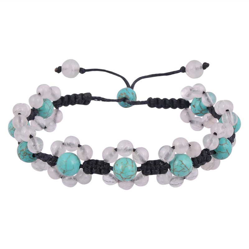 Turquoise / Rose Quartz Beaded Bracelet BDD-11-271