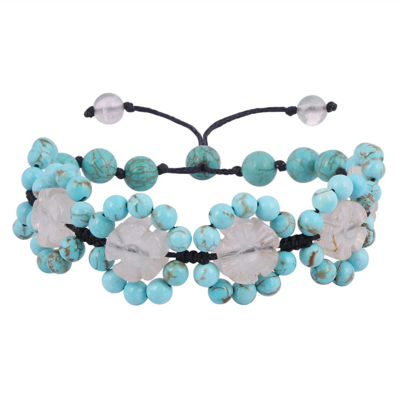 Rose Quartz / Turquoise Beaded Bracelet BDD-11-301