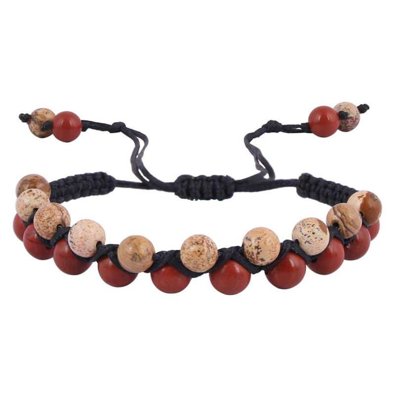 Brecciated Mookaite / Red Jasper Beaded Bracelet BDD-11-330