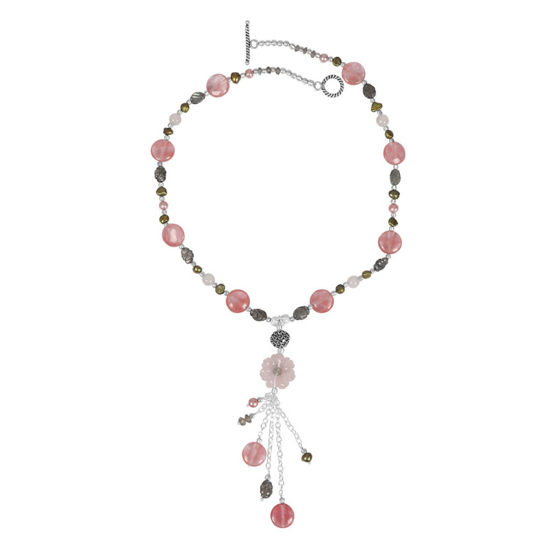 Cherry Agate/Labradorite Beaded Necklace BDD-12-1618