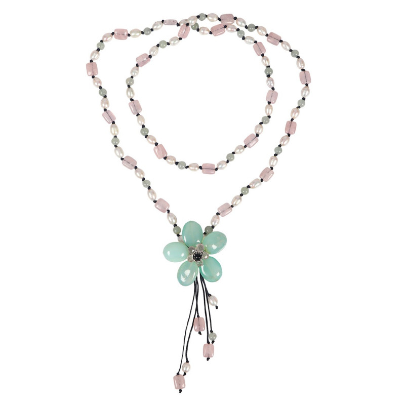 Chalcedony/Rose Quartz Beaded Necklace BDD-12-1655
