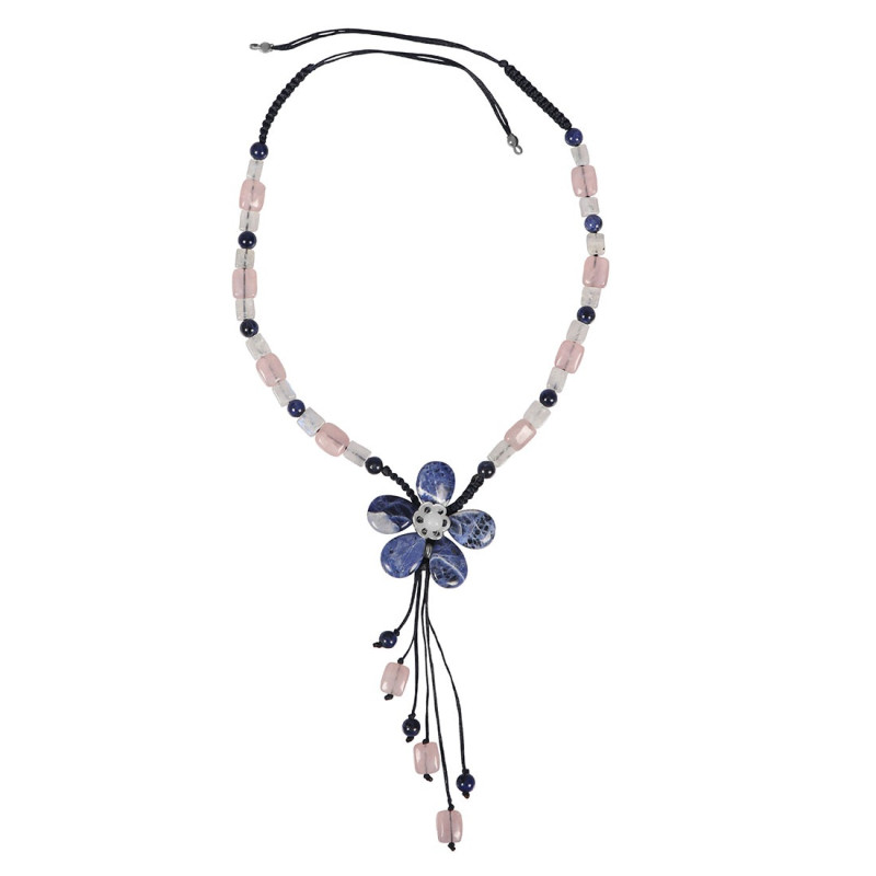 Sodalite/Rose Quartz/Moonstone Beaded Necklace BDD-12-1665