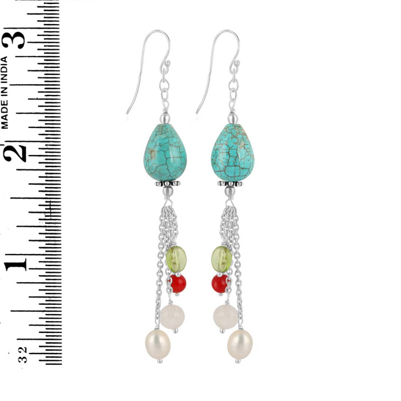 Stabilized Turquoise Beaded Earring BDD-3-118