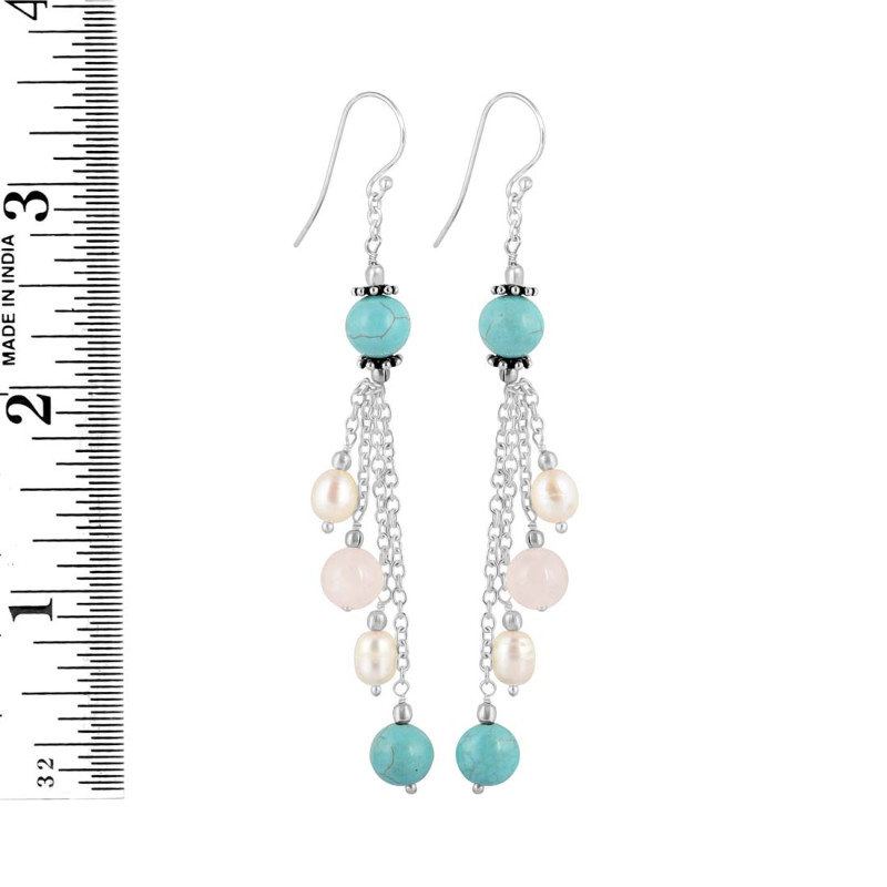 Stabilized  Turquoise Beaded Earring BDD-3-123