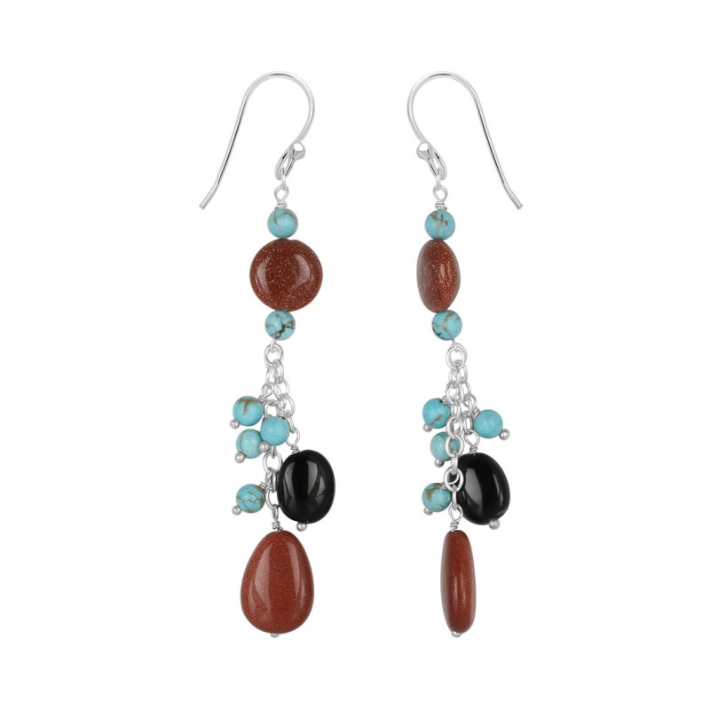 Sunstone/Turquoise Beaded Earring BDD-3-143