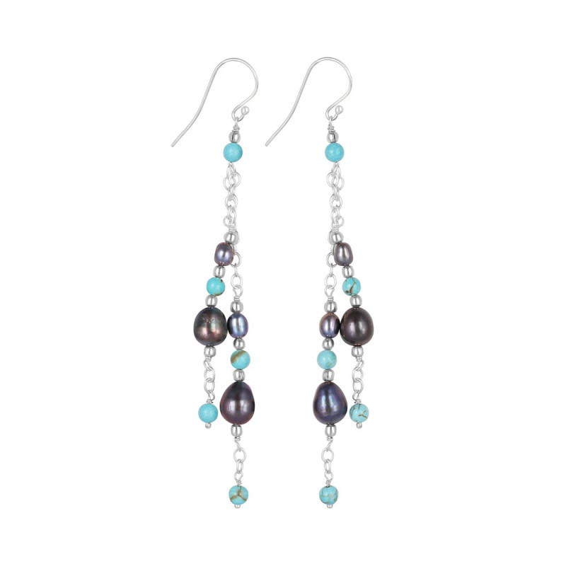 Pearl/Turquoise Beaded Earring BDD-3-146