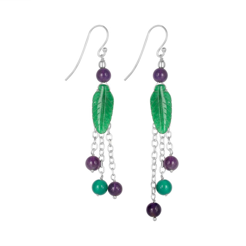 Green Aventurine/Amethyst Beaded Earring BDD-3-148