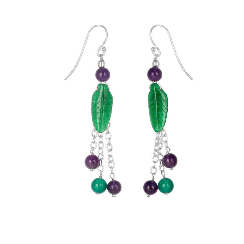 Green Aventurine/Amethyst Beaded Earring BDD-3-148