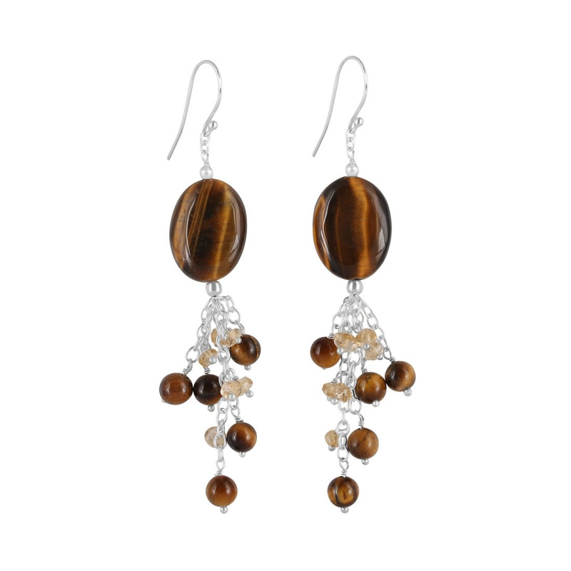 Tiger Eye Beaded Earring BDD-3-157