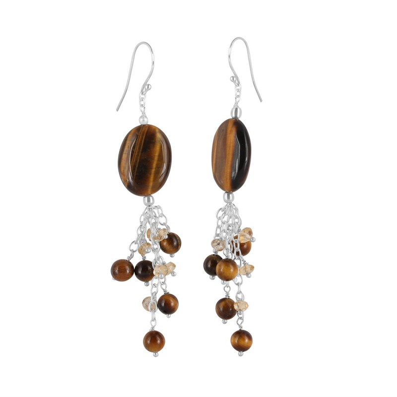 Tiger Eye Beaded Earring BDD-3-157