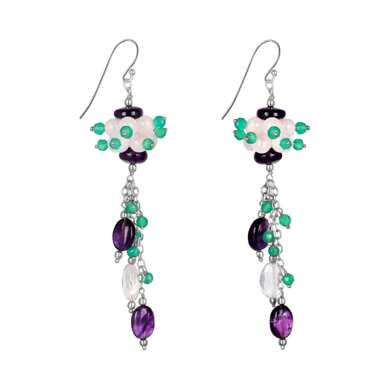 Amethyst/Crystal Beaded Earring BDD-3-160