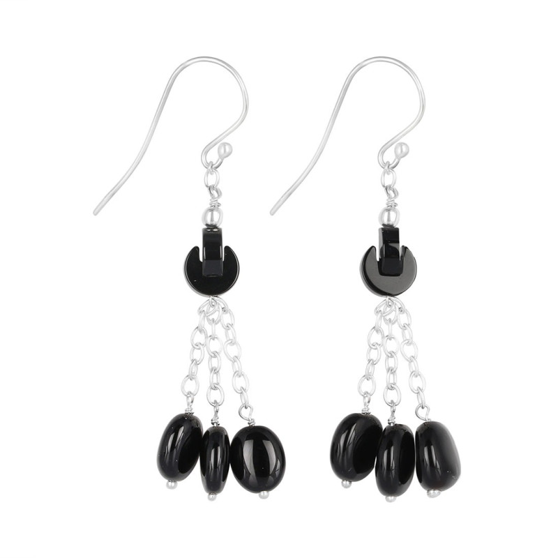 Black Spinel Beaded Earring BDD-3-161