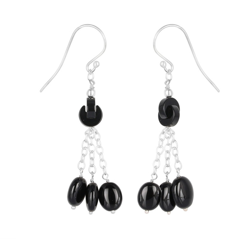 Black Spinel Beaded Earring BDD-3-161