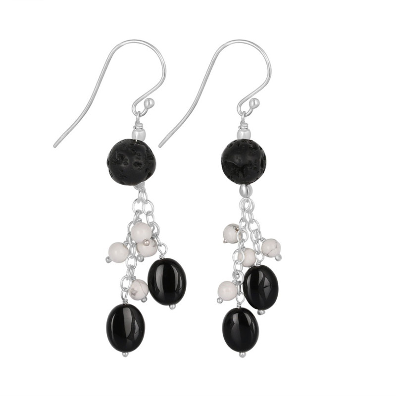 Lava/Howlite Beaded Earring BDD-3-169