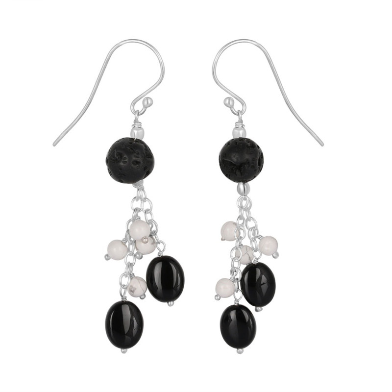 Lava/Howlite Beaded Earring BDD-3-169