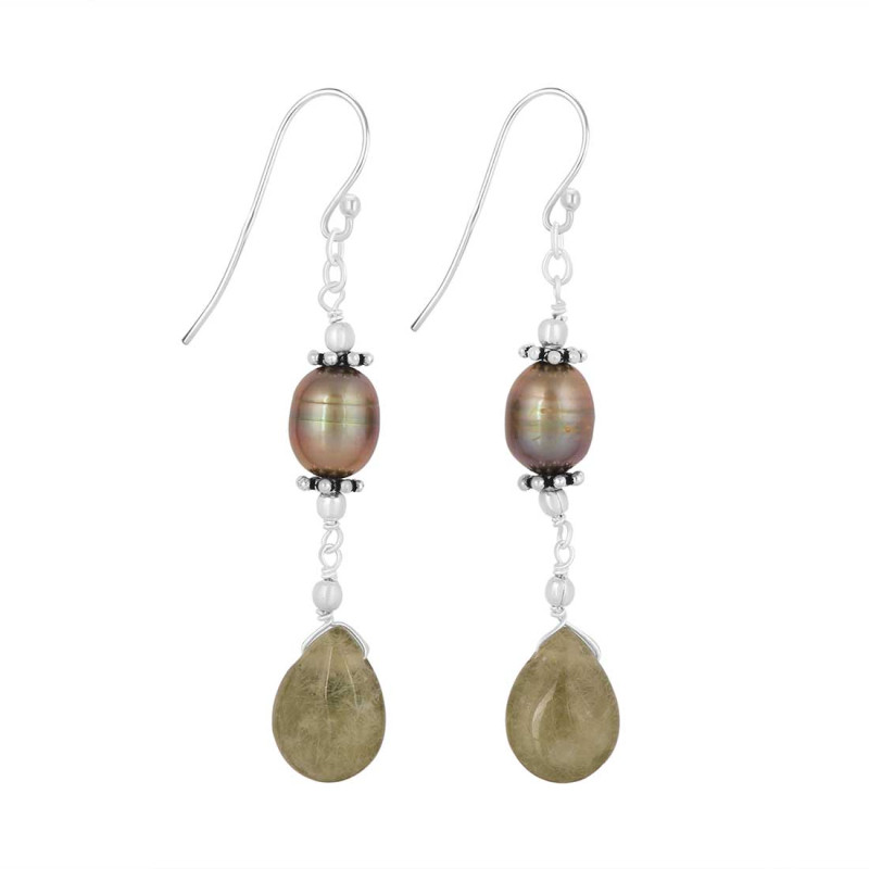 Peridot / Pearl Beaded Earring BDD-3-172