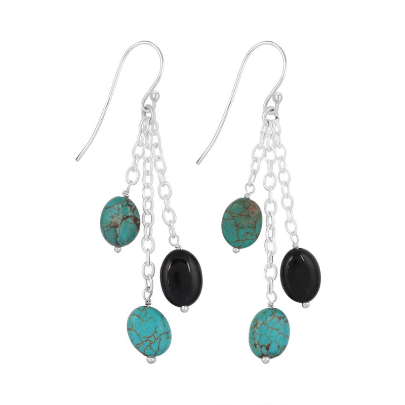 Turquoise / Black Spinel Beaded Earring BDD-3-175