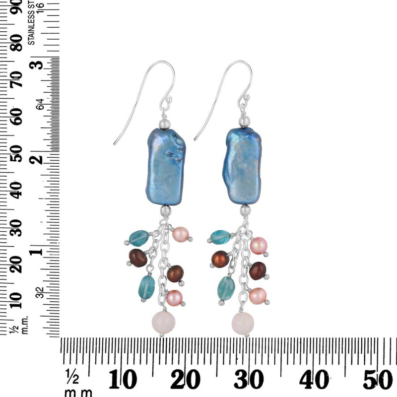 Biwa Pearl / Rose Quartz Beaded Earring BDD-3-183